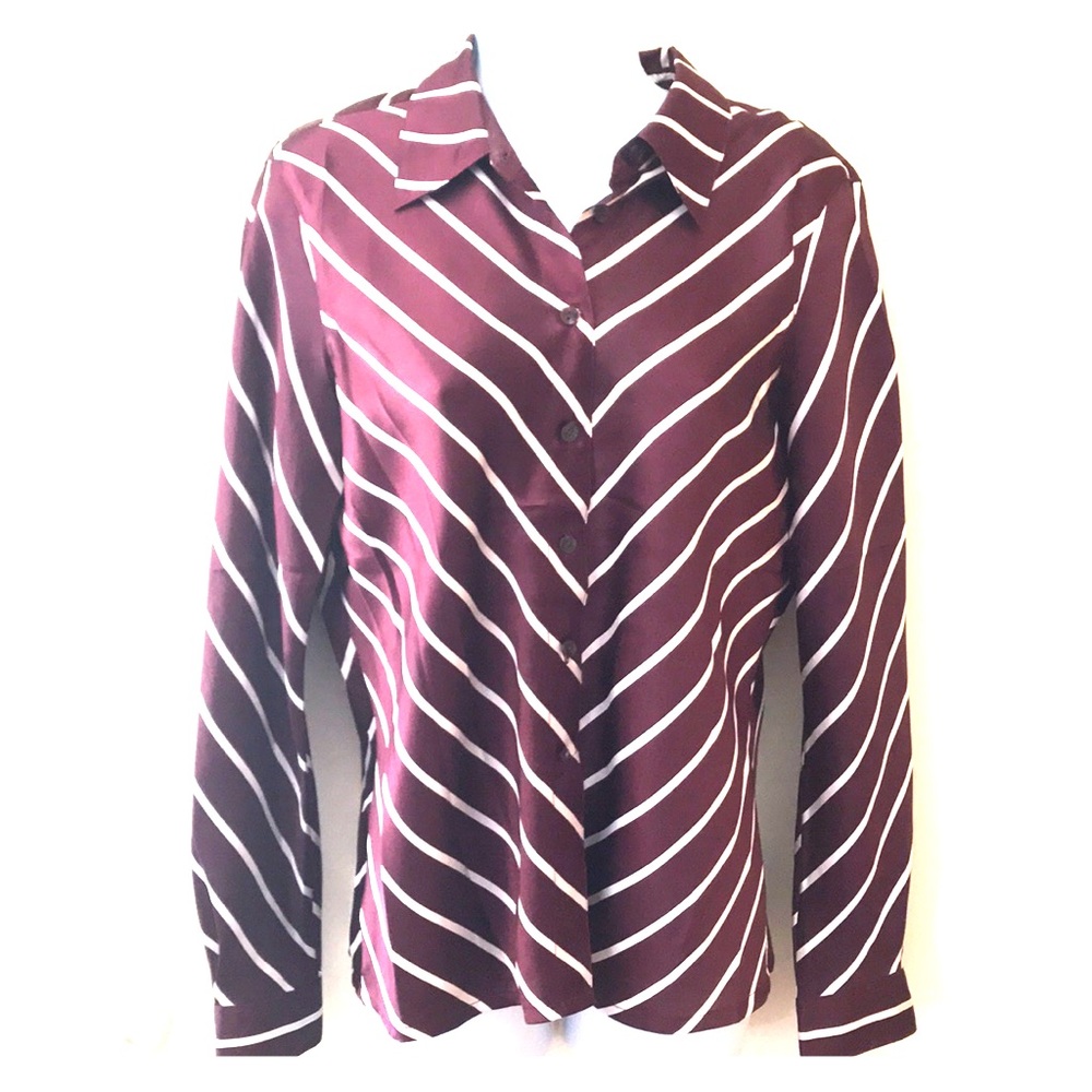 Vintage together long sleeve top in maroon size 10